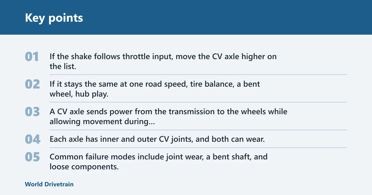 Key points: Can a bad CV axle cause highway vibration?