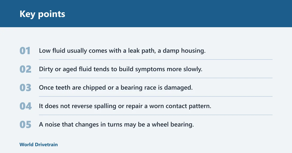 Key points: Can low differential fluid cause whining or grinding?
