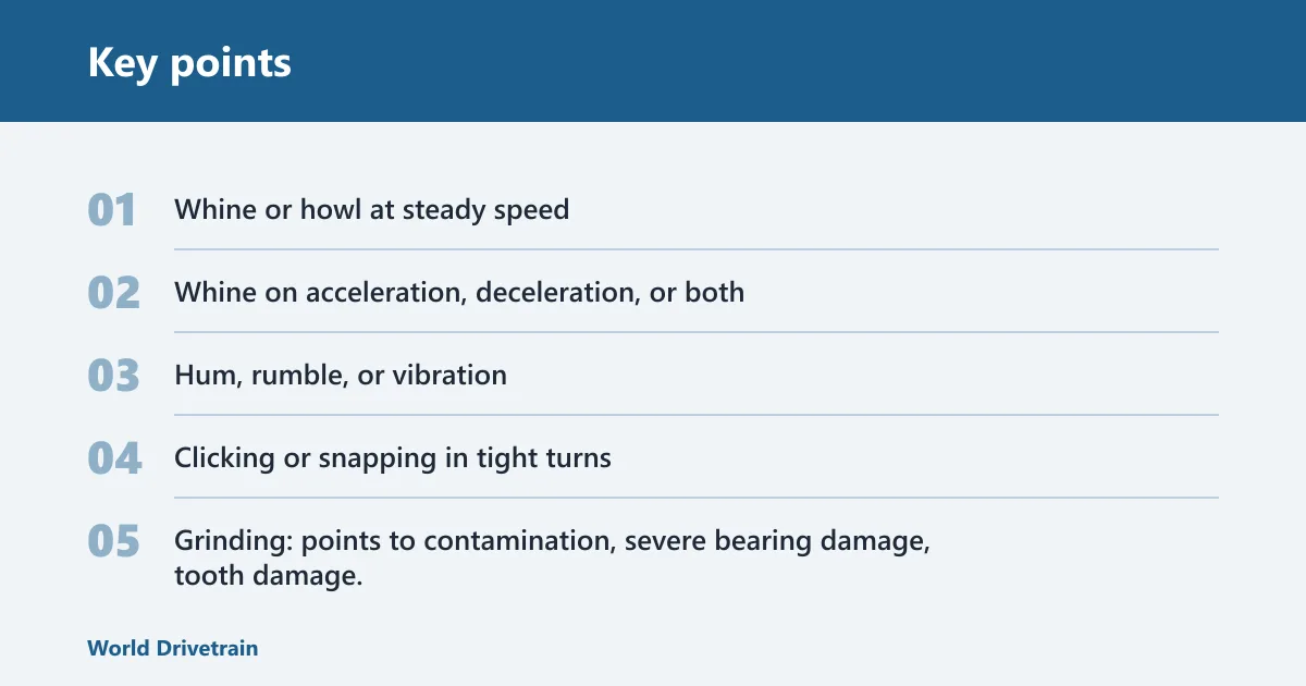 Key points: What does differential noise sound like while driving?