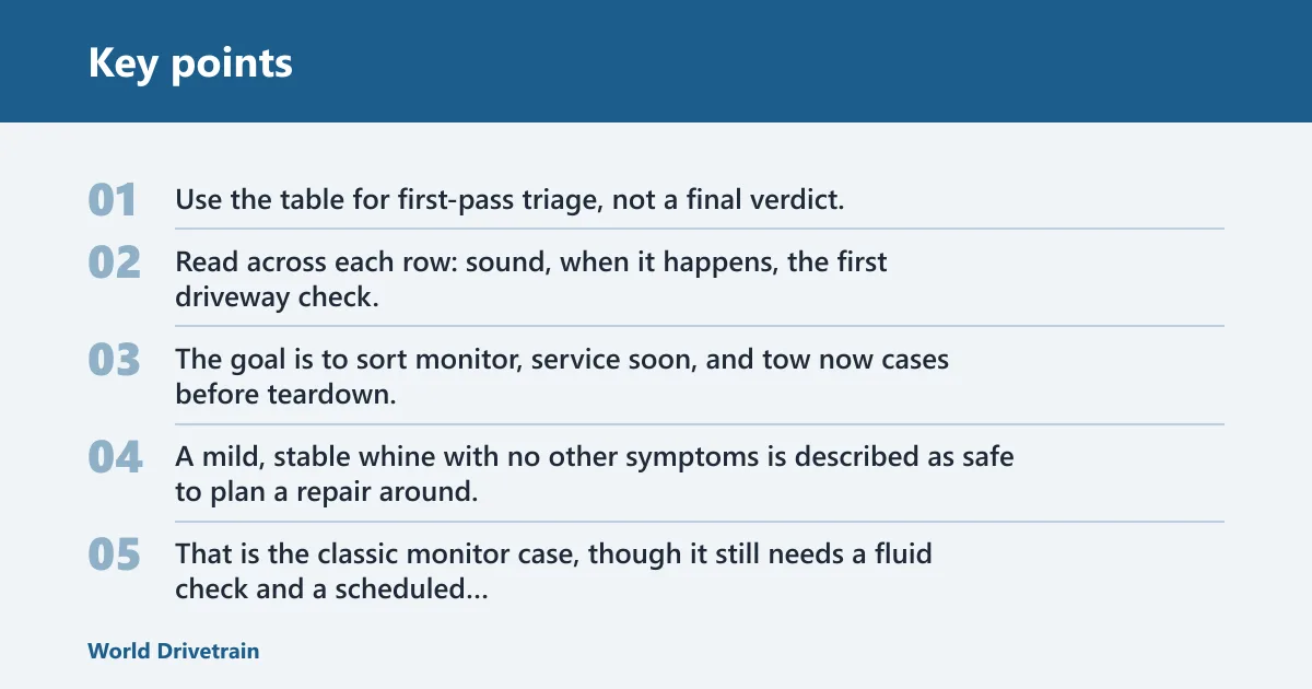 Key points: Differential noise decision table