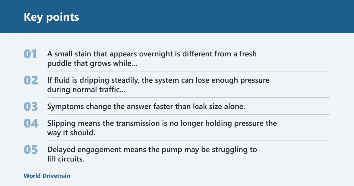 Key points: Transmission leak triage table