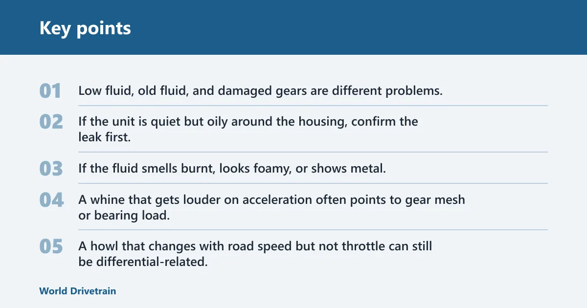 Key points: How do you know if your differential fluid is low?