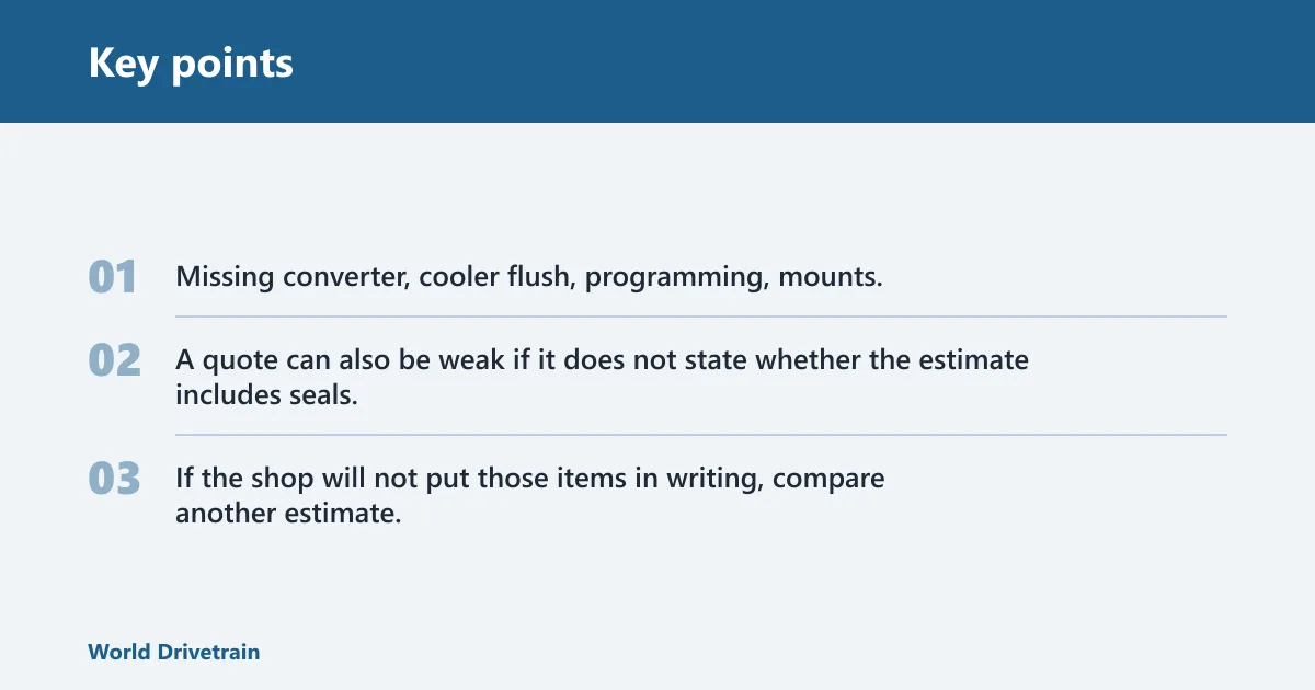 Key points: F-150 transmission quote checklist