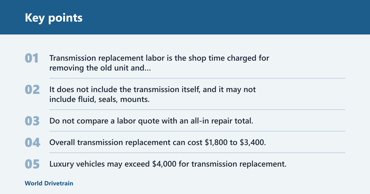 Key points: How much is transmission replacement labor?
