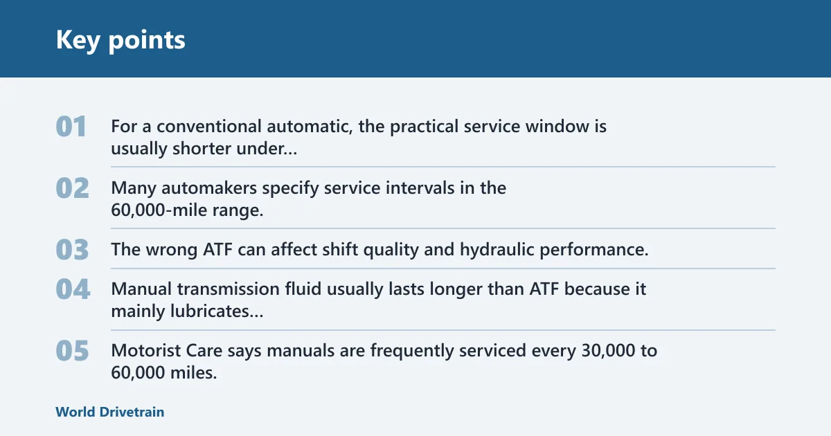 Key points: Automatic, manual, and CVT intervals