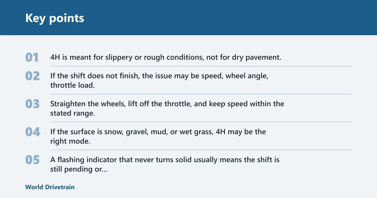 Key points: Can you shift into 4H while driving?