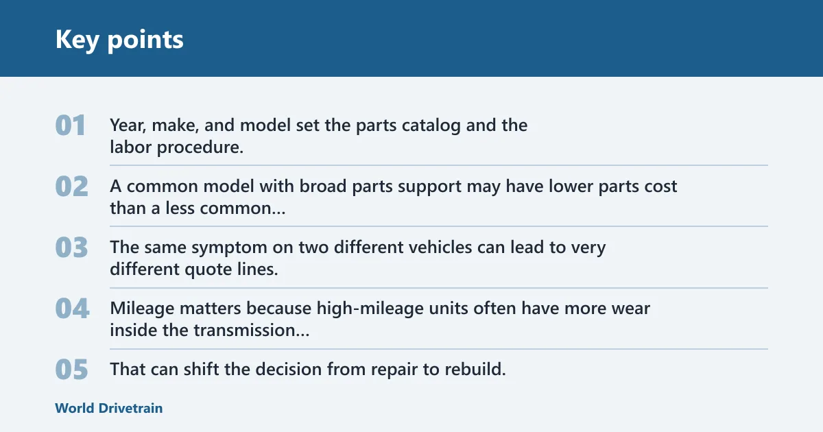Key points: What information do I need before I get a transmission estimate?