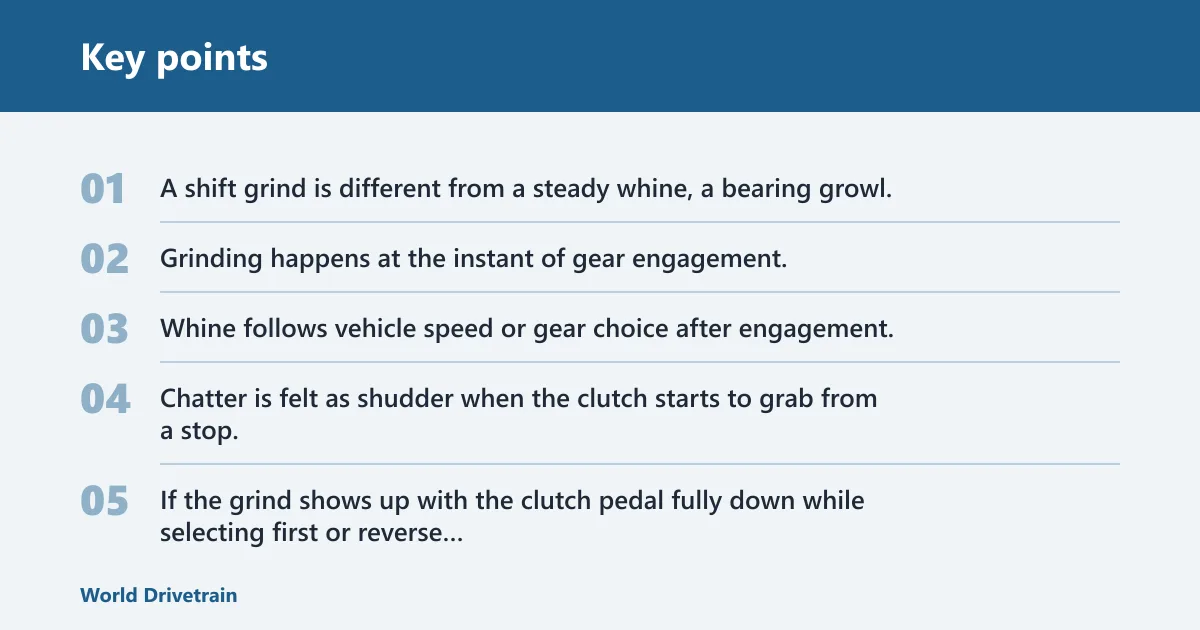 Key points: What manual transmission grinding usually means