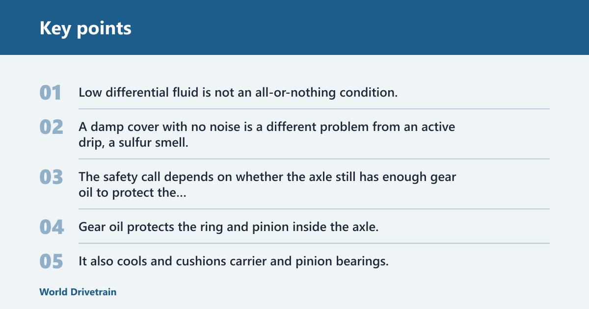 Key points: Is it safe to drive with low differential fluid?