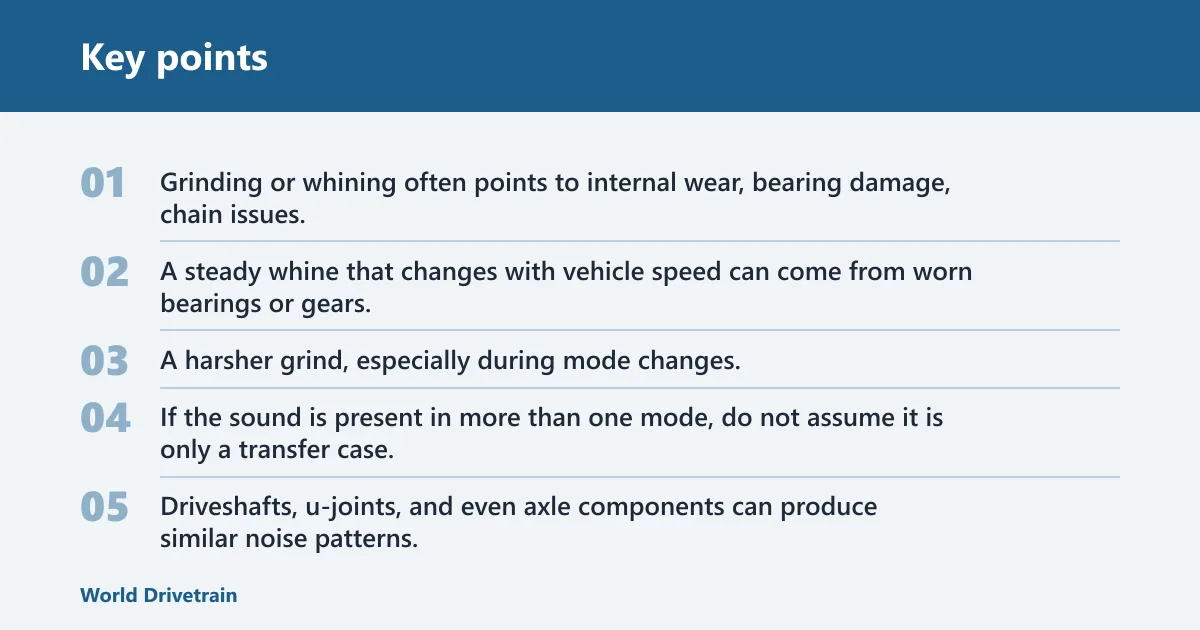 Key points: Transfer case symptoms to watch