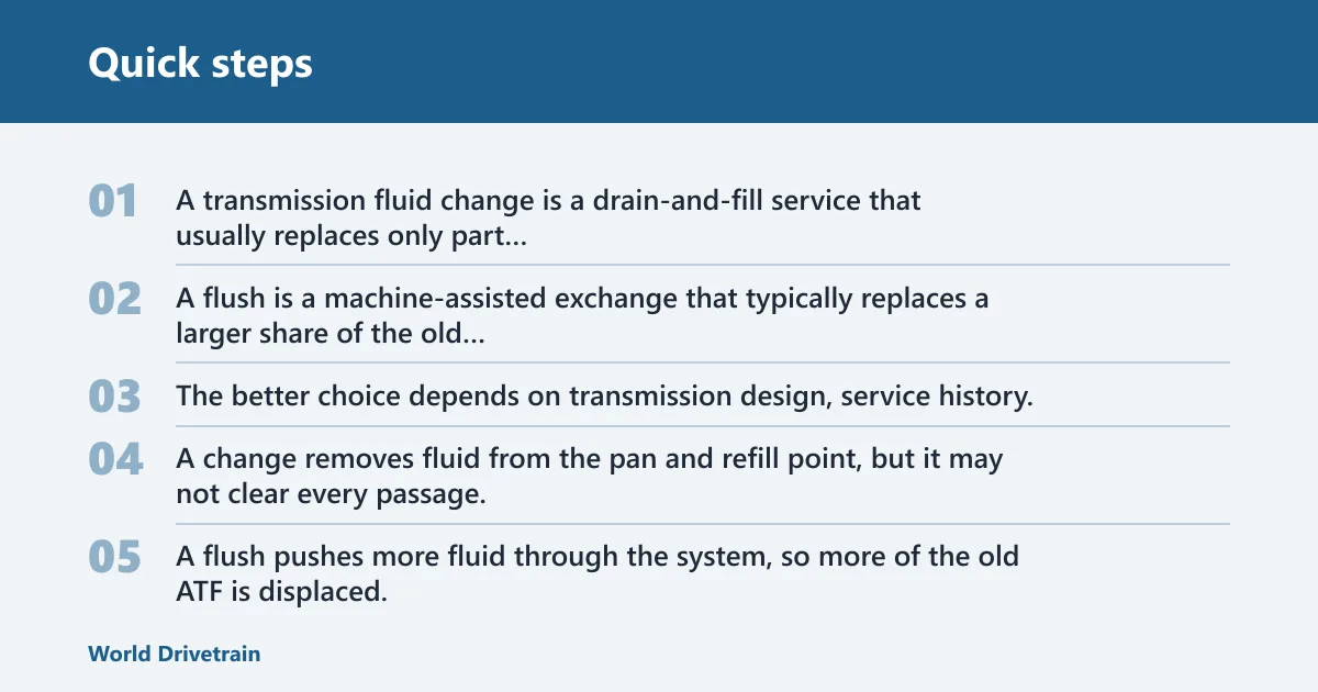 Quick steps: Transmission fluid change vs flush