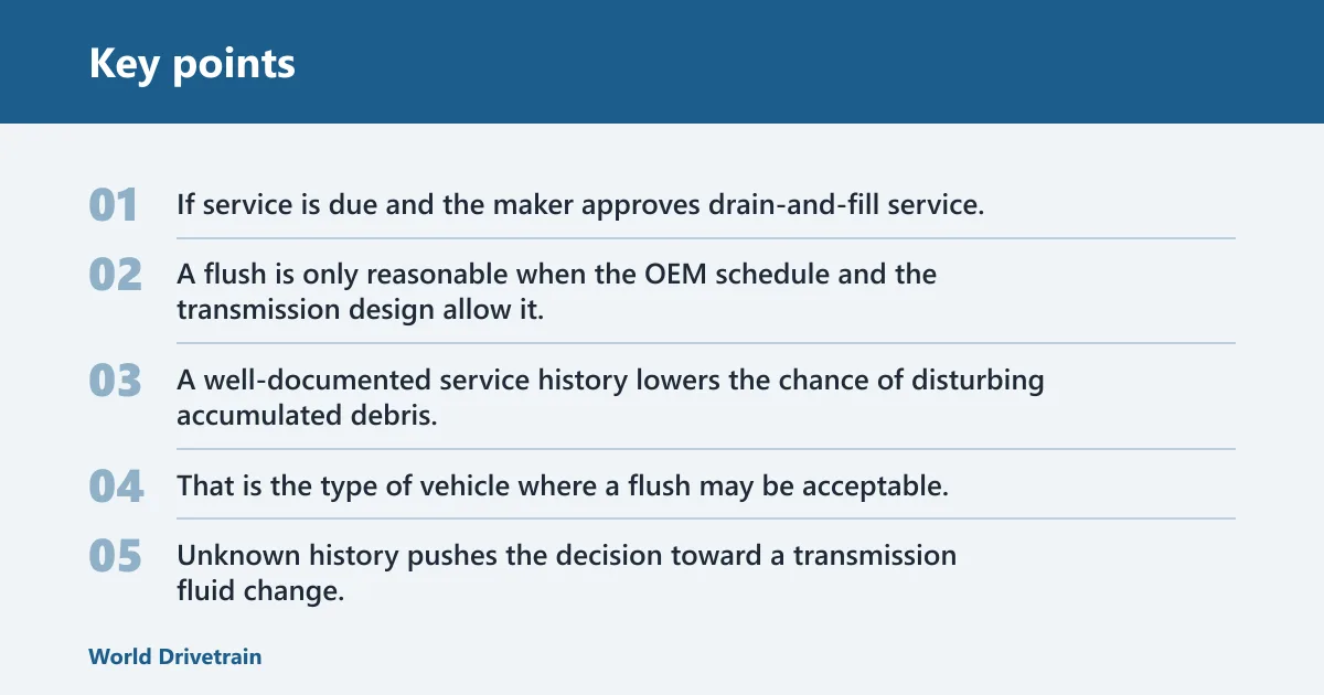 Key points: Transmission fluid decision matrix