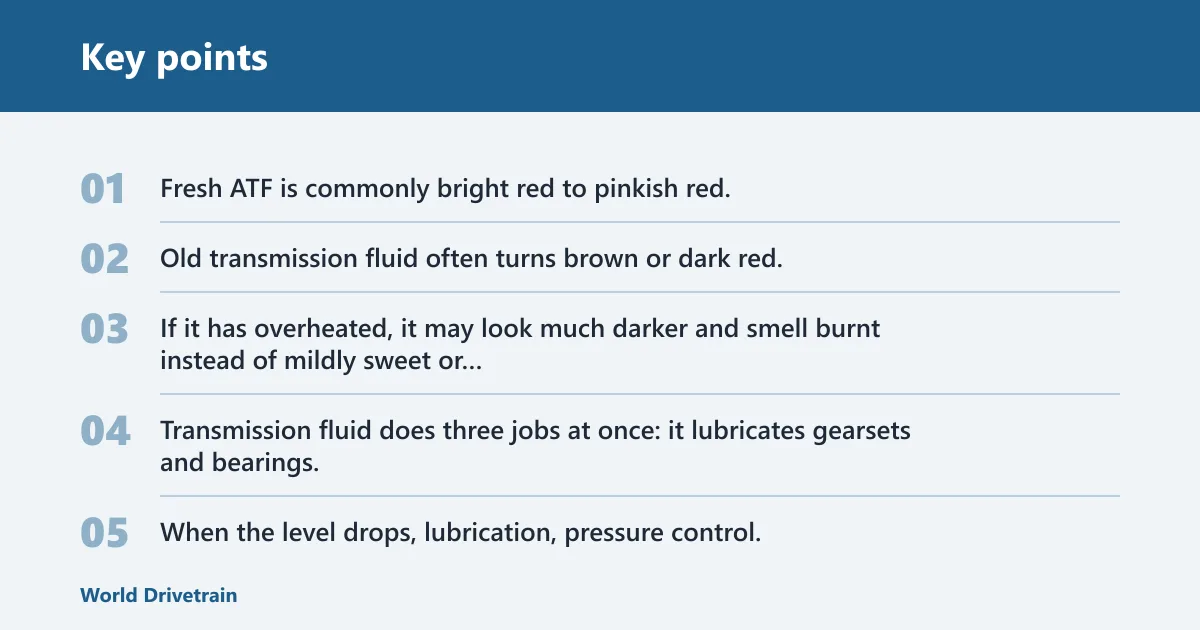 Key points: What does a transmission fluid leak look and smell like?