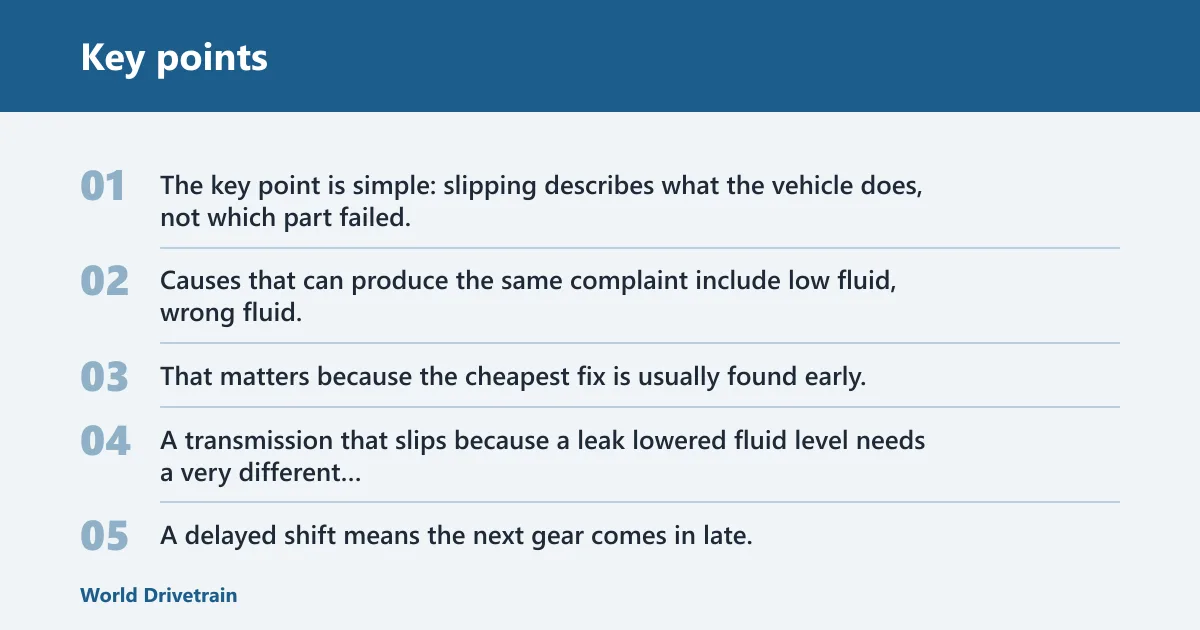 Key points: What does transmission slipping mean?