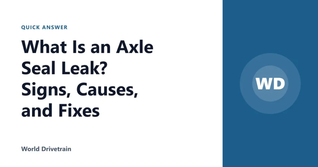 What Is an Axle Seal Leak? Signs, Causes, and Fixes