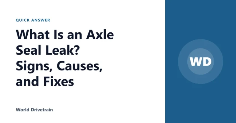 What Is an Axle Seal Leak? Signs, Causes, and Fixes