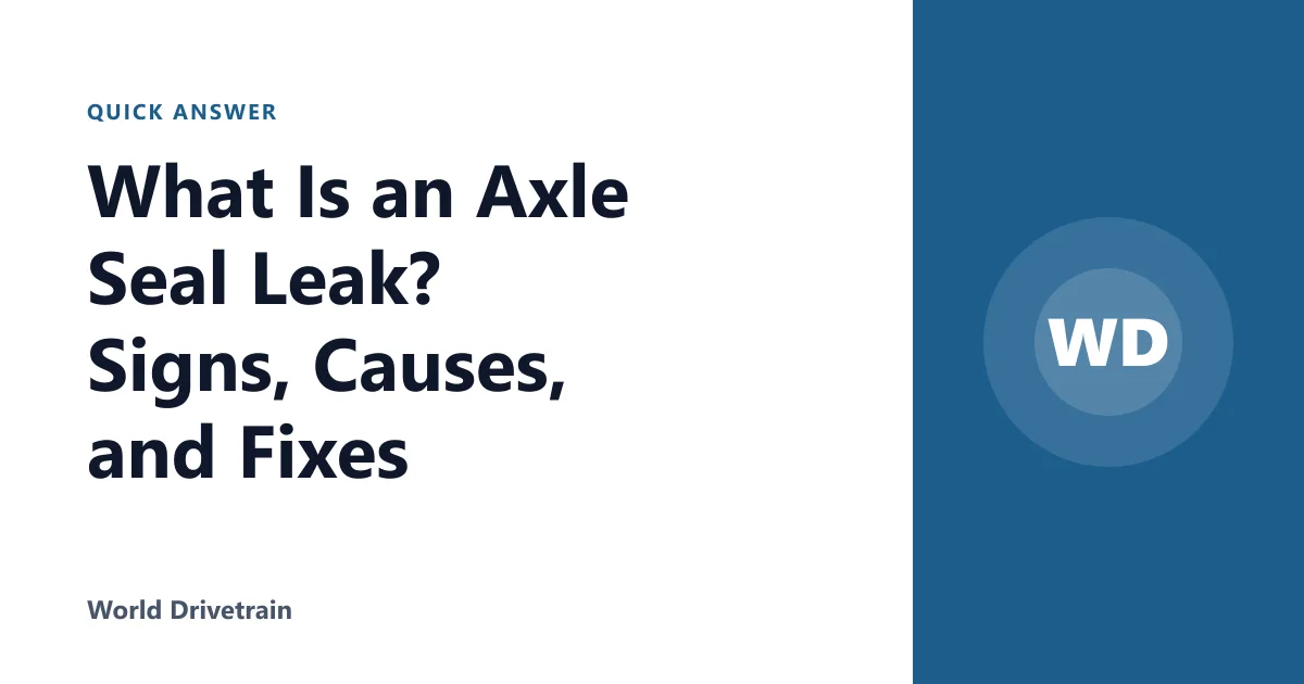 What Is an Axle Seal Leak? Signs, Causes, and Fixes