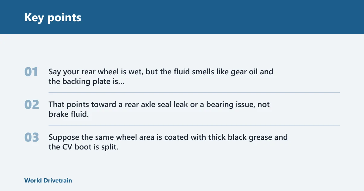 Key points: Axle seal leak decision table