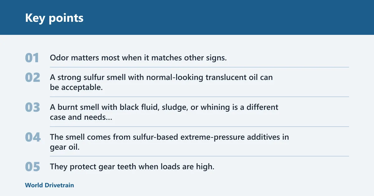 Key points: What does differential fluid smell like?