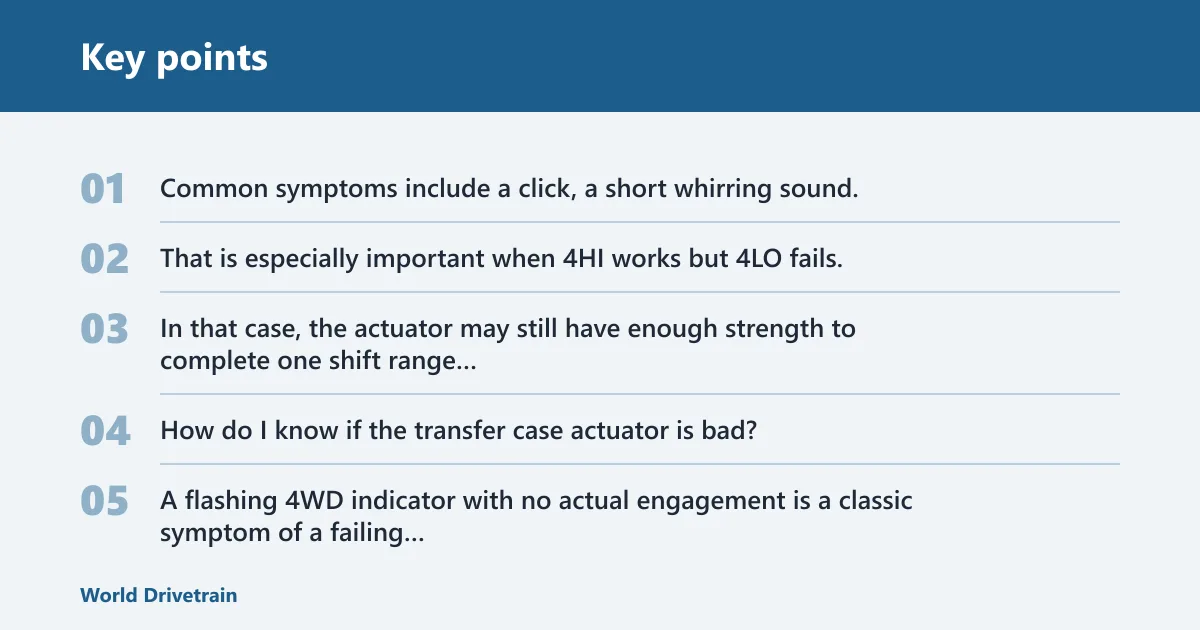 Key points: Transfer case actuator faults