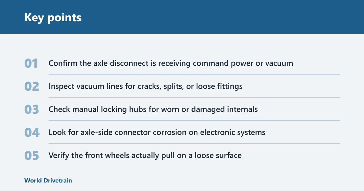 Key points: Does the front axle engage?