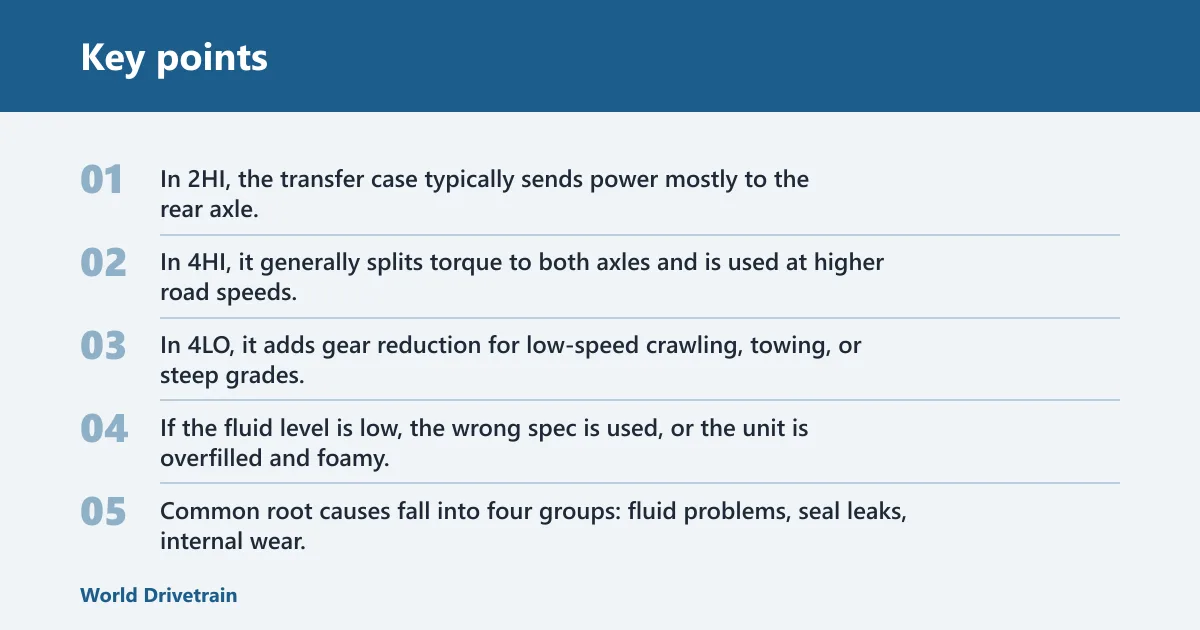 Key points: What causes transfer case failure?