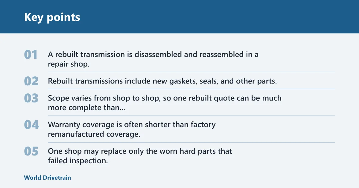 Key points: Rebuilt, remanufactured, or used?