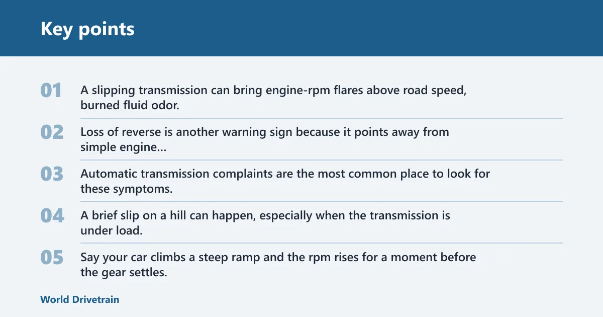 Key points: What does a transmission slip feel like?