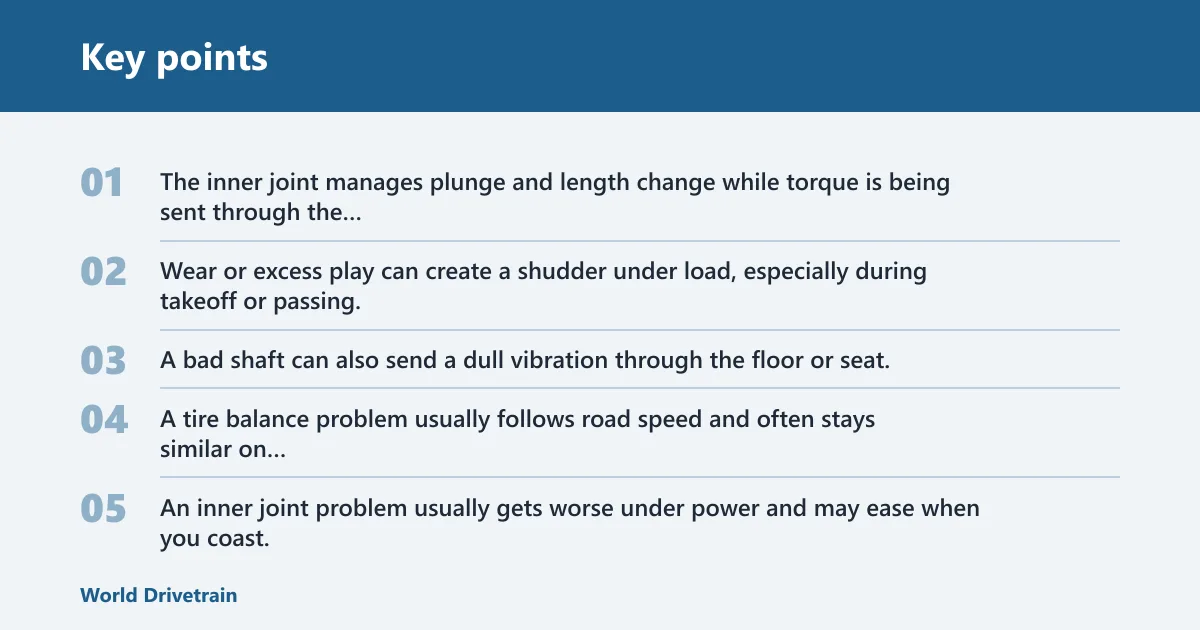 Key points: Vibration under load: is the inner joint failing?