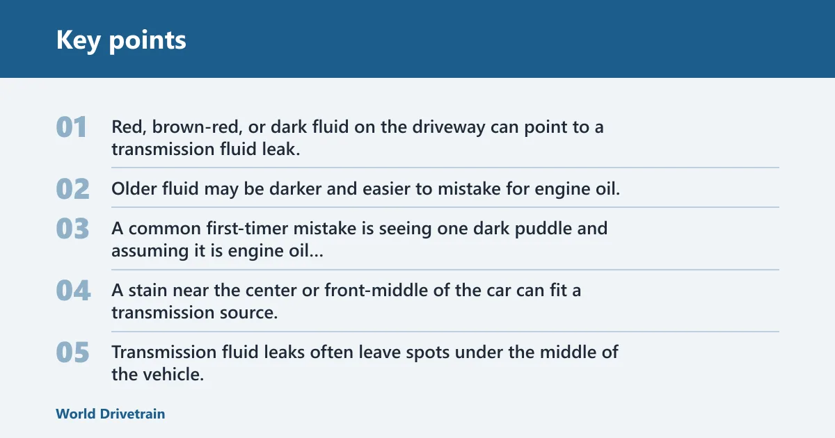 Key points: What are the first symptoms of a transmission fluid leak?