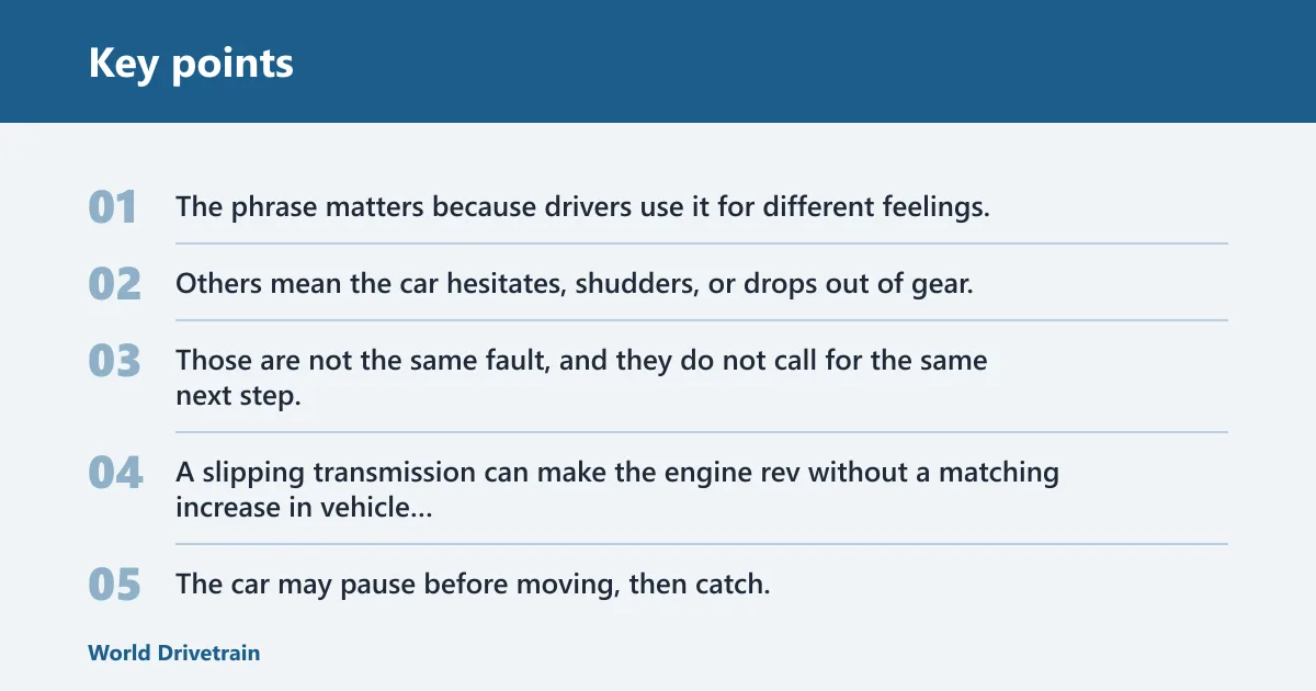 Key points: What does transmission slipping mean?