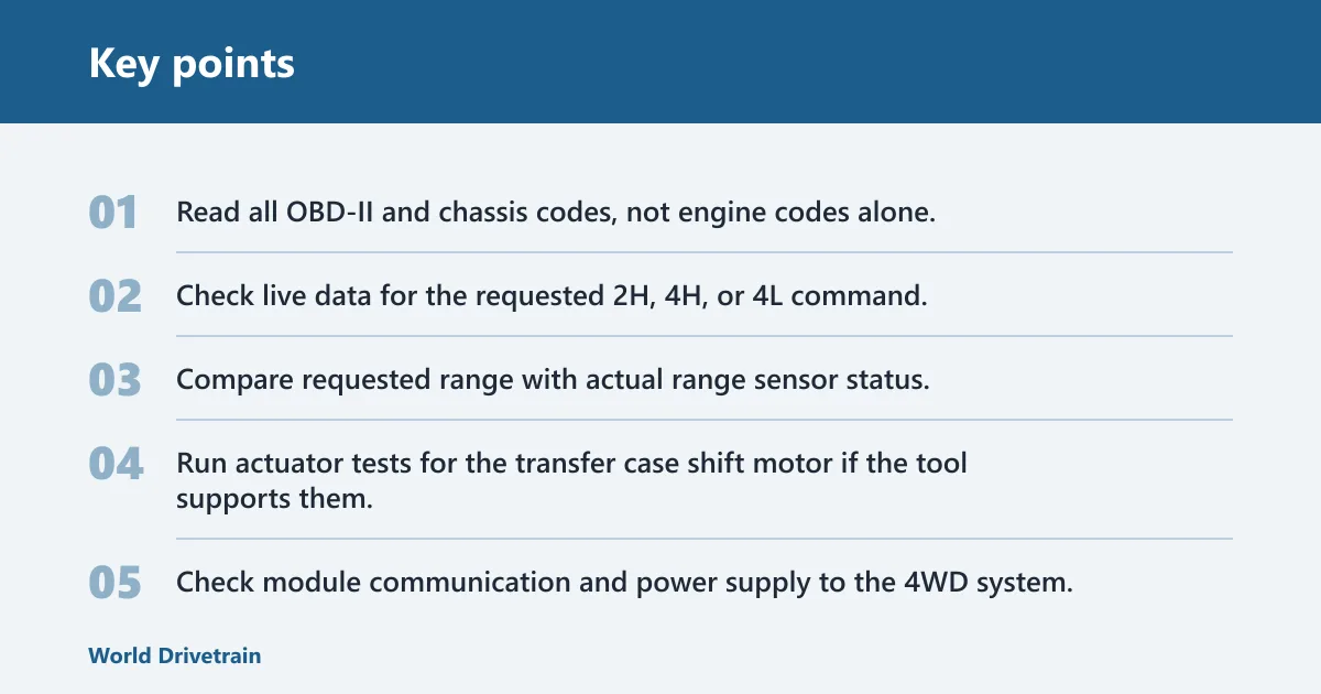 Key points: 4WD engagement faults