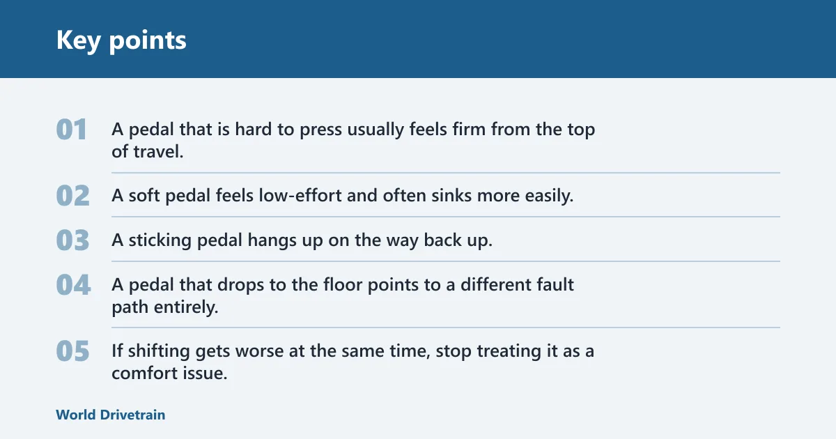 Key points: Why is my clutch pedal hard to press?