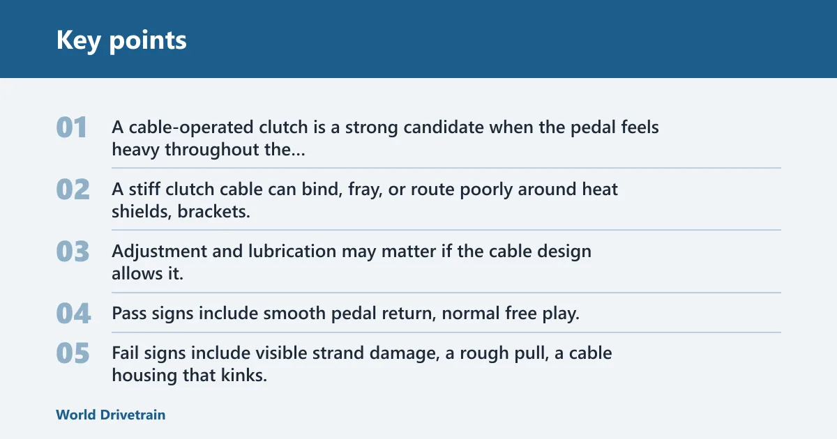 Key points: Clutch pedal diagnostic matrix