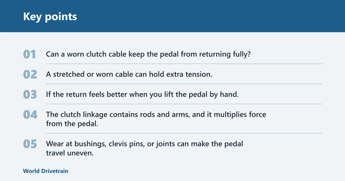 Key points: Cable and linkage faults to inspect