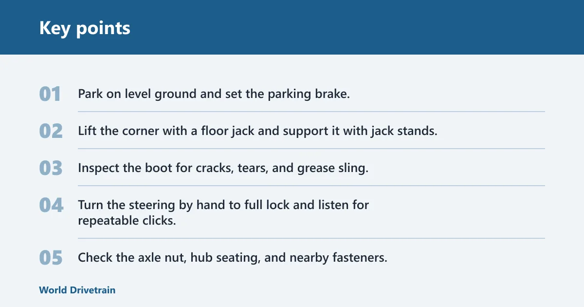 Key points: CV axle diagnostic checklist