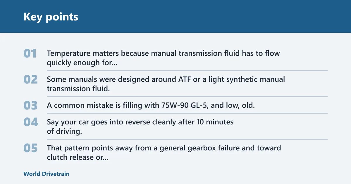 Key points: Why does my manual transmission grind only when cold?