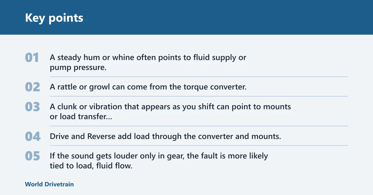 Key points: Why does my transmission make noise at idle?