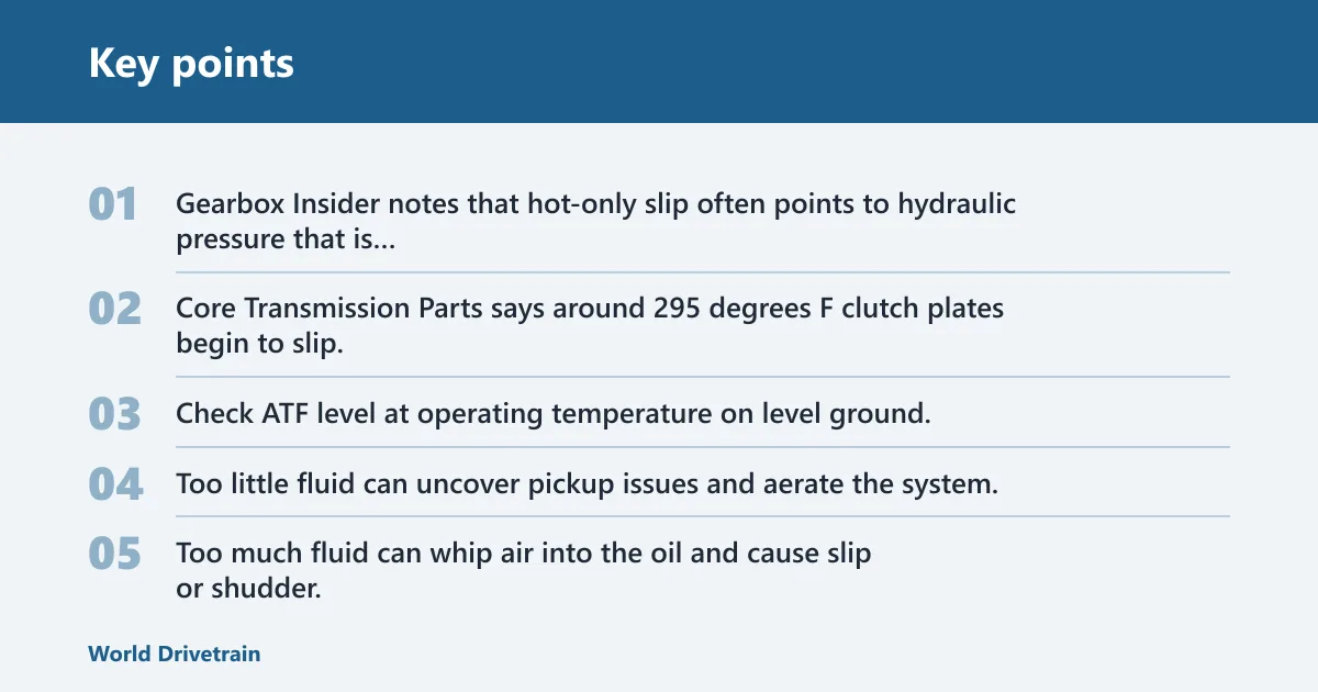 Key points: Heat, ATF, and pressure loss
