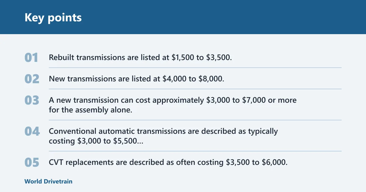 Key points: What drives transmission replacement cost